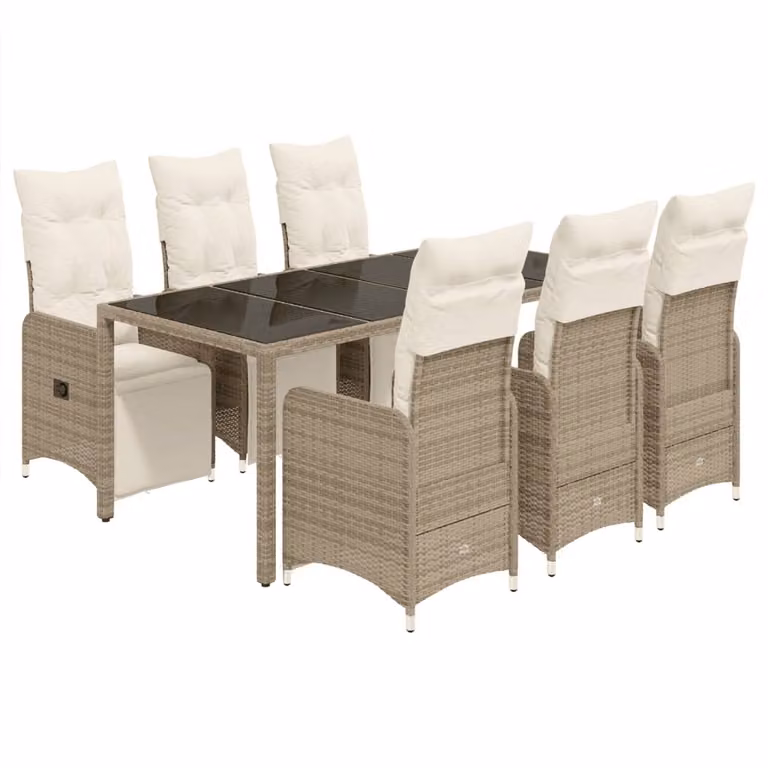 Set Bistrò da Giardino 7 pz con Cuscini in Polyrattan Marrone