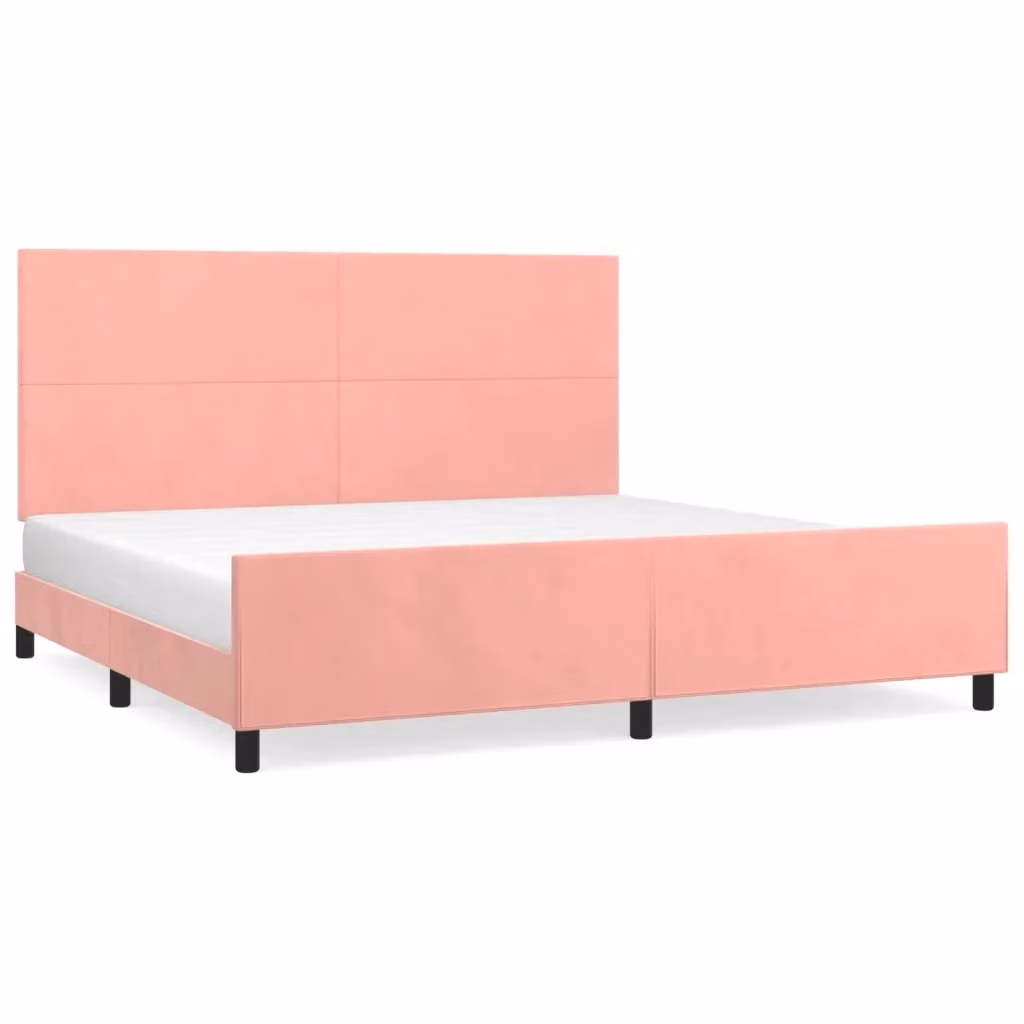 vidaXL Giroletto con Testiera in Velluto Rosa e Struttura in Legno L/P: 200 x 200 cm – 2