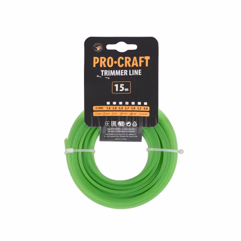 Filo per tosaerba (2,7 mm) (15 metri), quadrato, marca PROCRAFT, modello KV-2.7/15