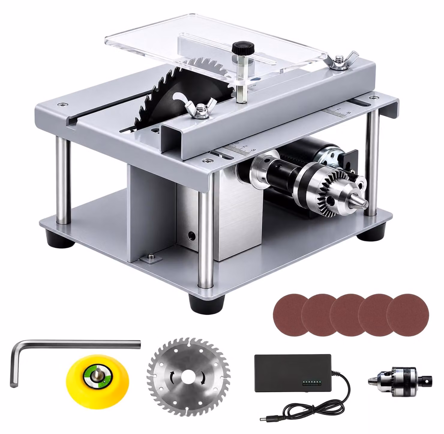 Mini sega circolare da banco - 150 W - 6000 giri/min - Lega di alluminio - Adatta per acciaio inossidabile