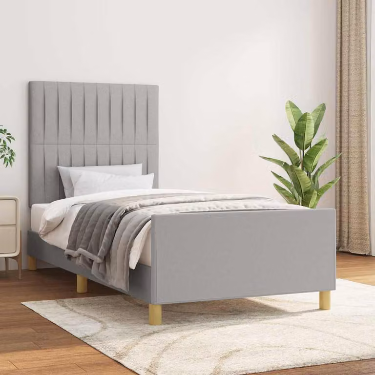 vidaXL Giroletto in legno di larice con struttura imbottita in tessuto Grigio Chiaro L/P/H: 190 x 90 x 33 cm