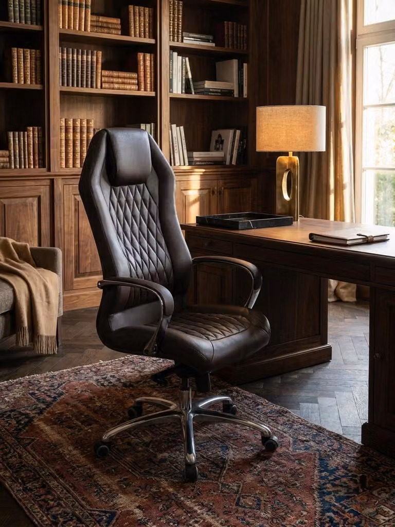 Sedia da ufficio MONTEREY in vera pelle marrone Sedia da scrivania 120 kg Poltrona direzionale con schienale alto e poggiatesta X-XL