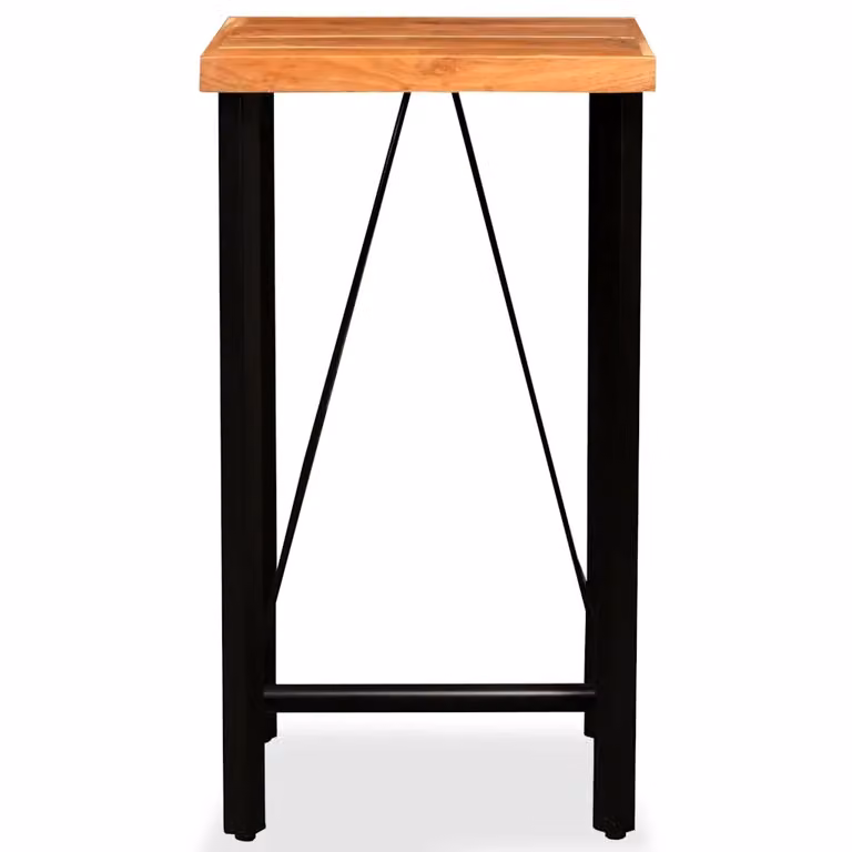 Set da Bar vidaXL in Legno di Acacia e Pelle con Design Industriale, Marrone e Nero