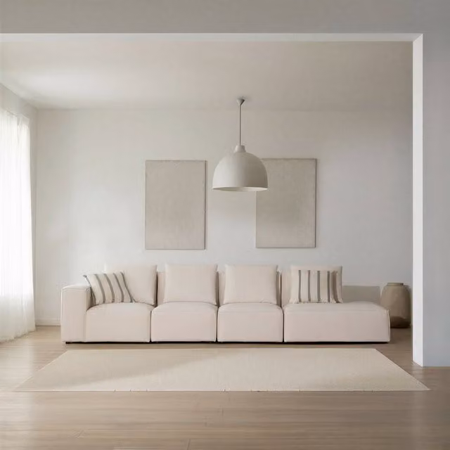 Divano modulare Trevi Banak da 5 posti con lato destro aperto, beige, L: 344 cm