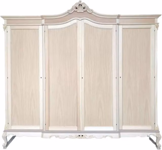 Armadio classico barocco a 4 ante in legno di faggio e pioppo non trattato Mobili 2G L/P/H: 225 x 73 x 230 cm – 3