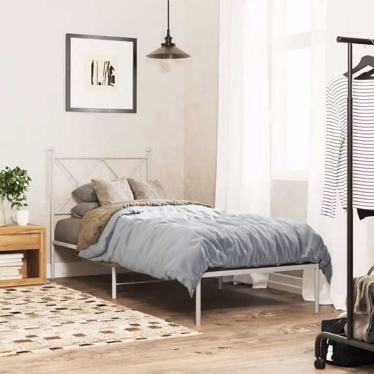 vidaXL Giroletto in metallo con testiera bianco L: 190 cm, P: 80 cm, H: 90,5 cm