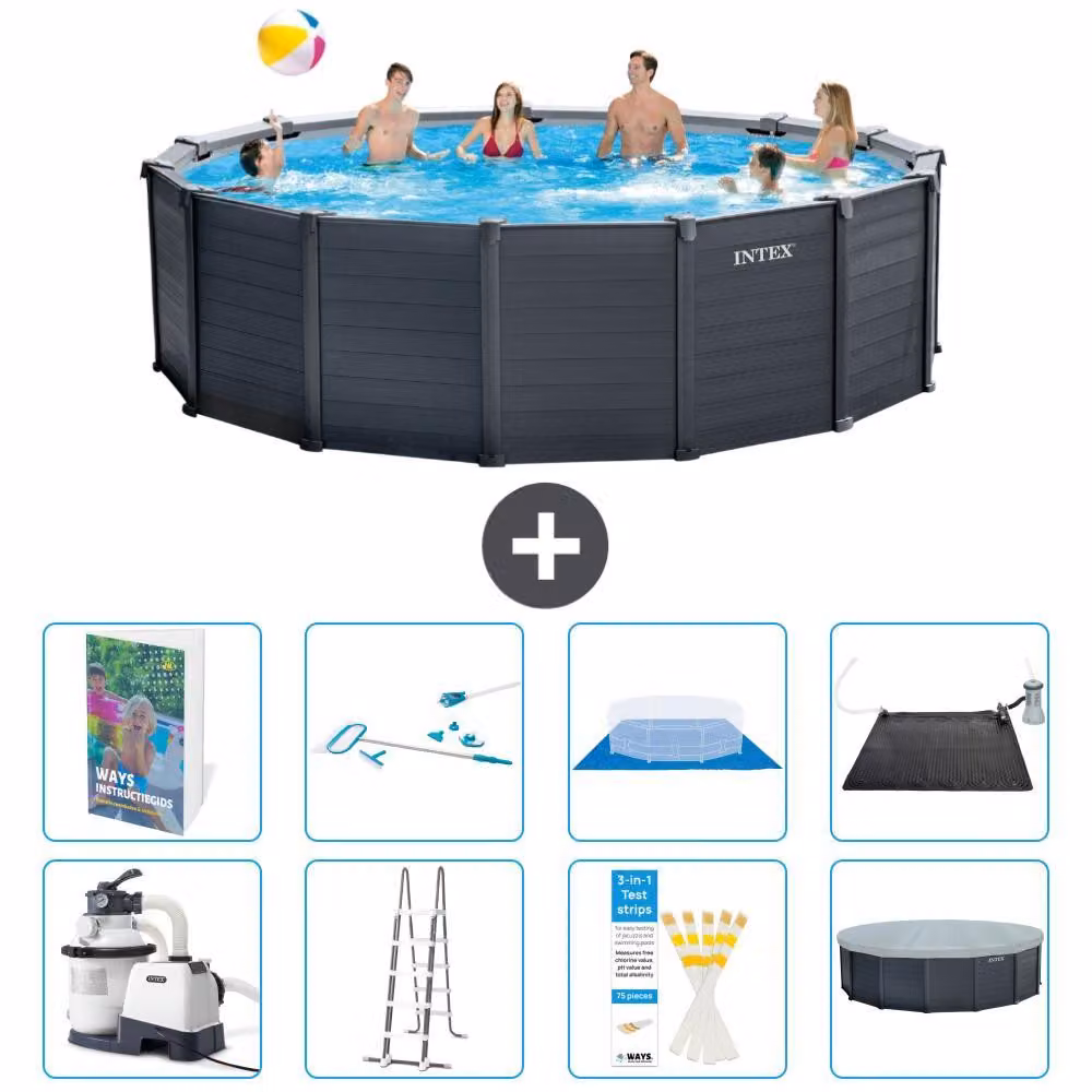 Pannello per piscina in grafite, modello Rund - 478x124 cm - composto da 7 elementi, codice S583