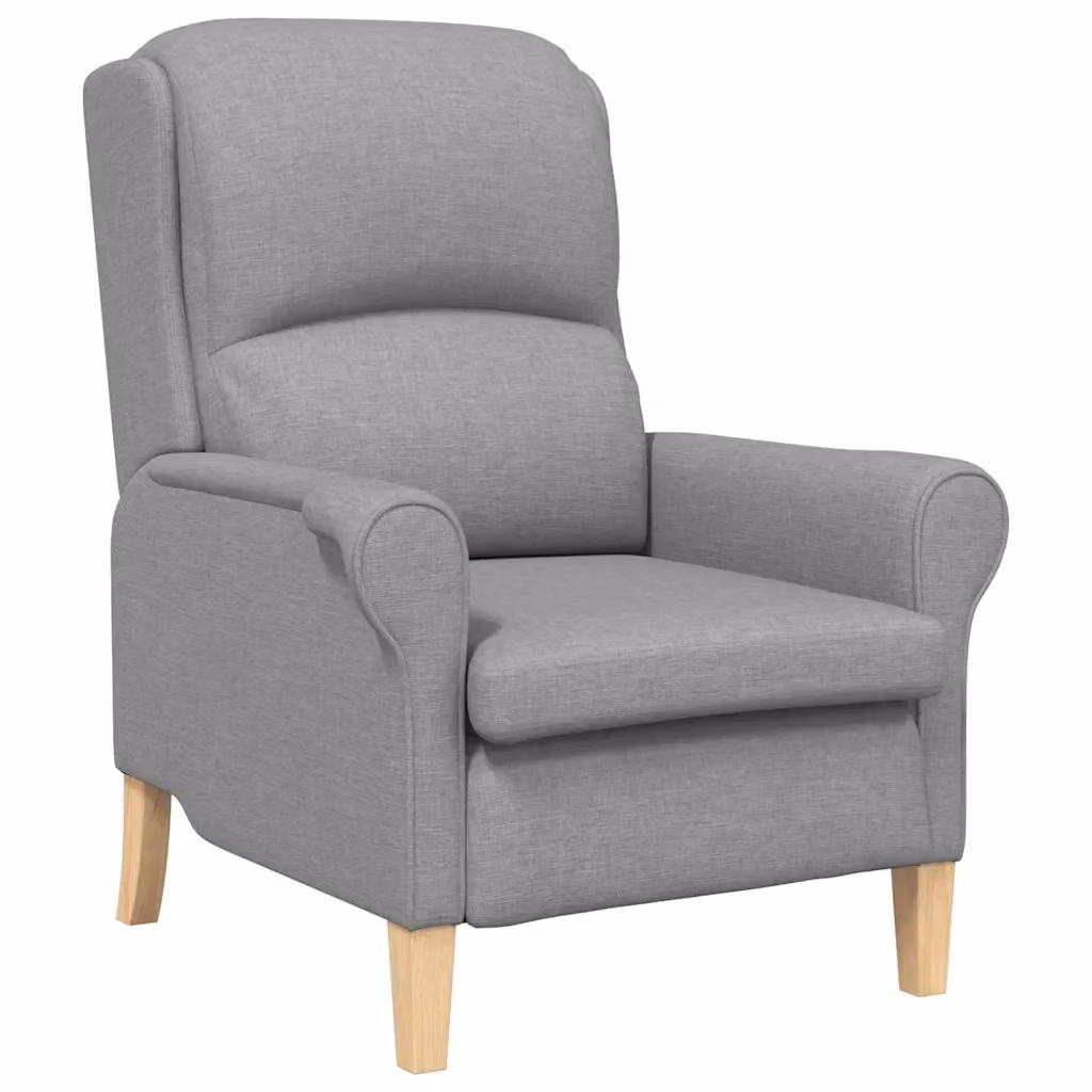 Poltrona moderna in tessuto grigio con struttura in legno e braccioli per il tuo living – 2