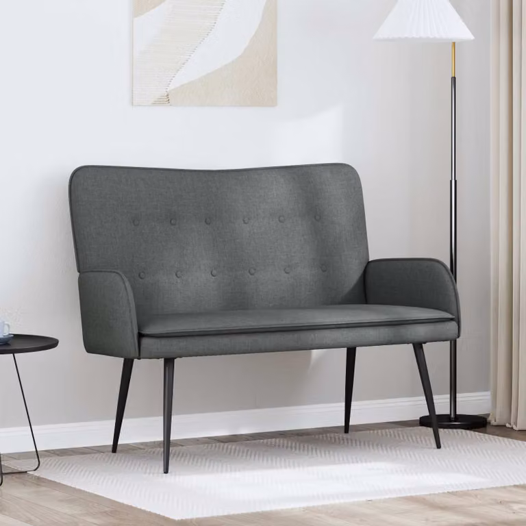 vidaXL Divano a 2 Posti Moderno Grigio in Tessuto L: 115 cm, P: 61 cm, H: 87 cm