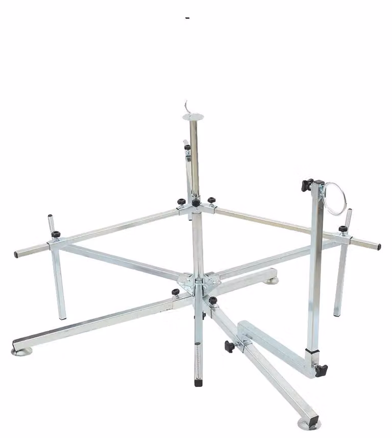Avvolgitore per tubi di riscaldamento a pavimento, struttura in metallo resistente, altezza regolabile da 75 a 100 cm, supporta bobine fino a 600 metri, capacità di carico di 100 kg, opzioni di spaziatura regolabili