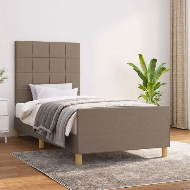 Giroletto vidaXL in tessuto beige con struttura in legno di larice L/P/H: 203 x 100 x 128 cm