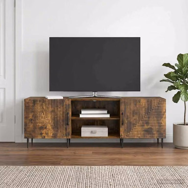 Mobile TV vidaXL in stile vintage, Rovere Fumo, L: 150 cm, P: 31 cm, H: 50 cm