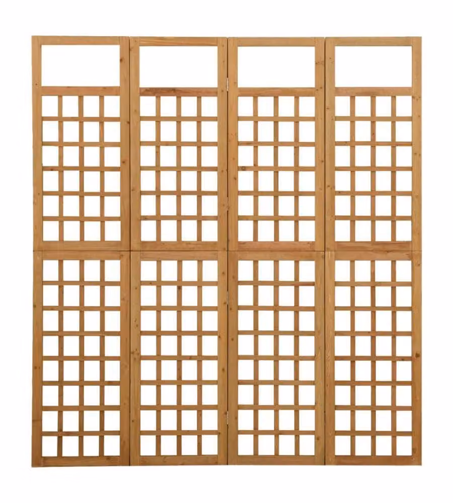 vidaXL Divisorio a 4 Pannelli in Legno di Abete Massello, Separè Rustico per Giardino e Terrazzo, Colore Marrone, L 161 cm x H 180 cm