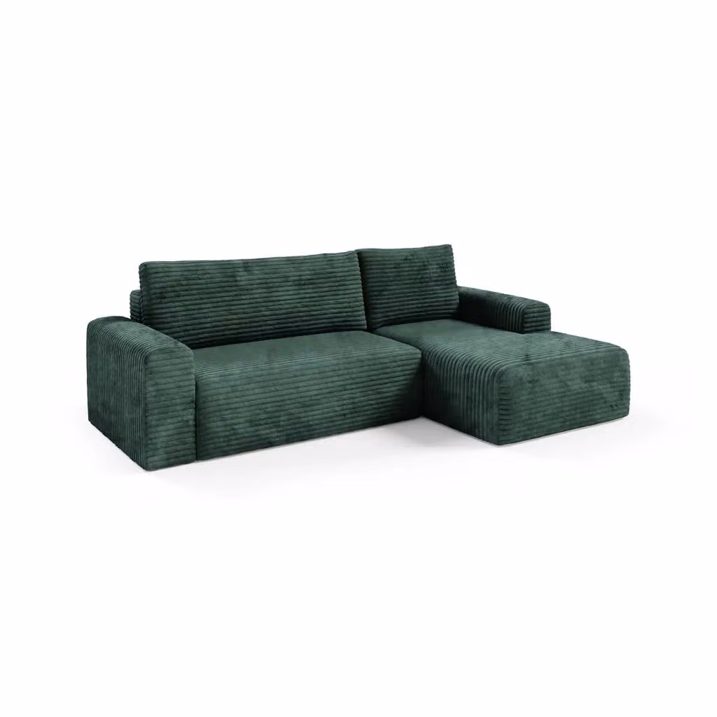 Divano Letto Folgarida con Penisola Contenitore L Shape, Verde, L/P/H: 268 x 163 cm – 2