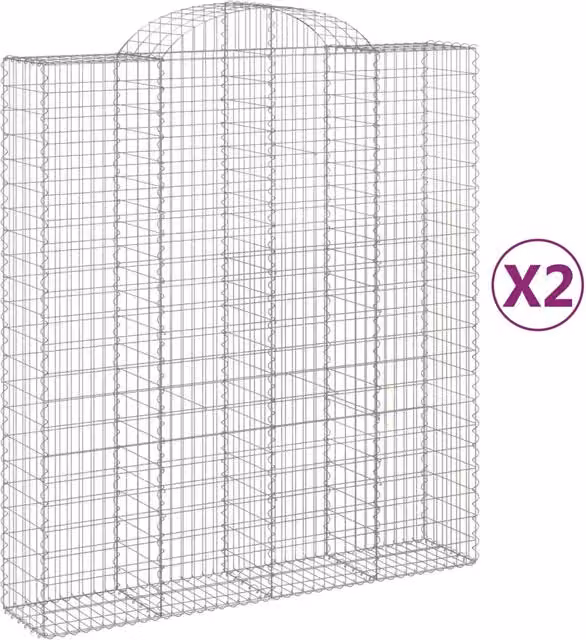 Cesti Gabbioni ad Arco 2 pz 200x50x220/240 cm Ferro Zincato