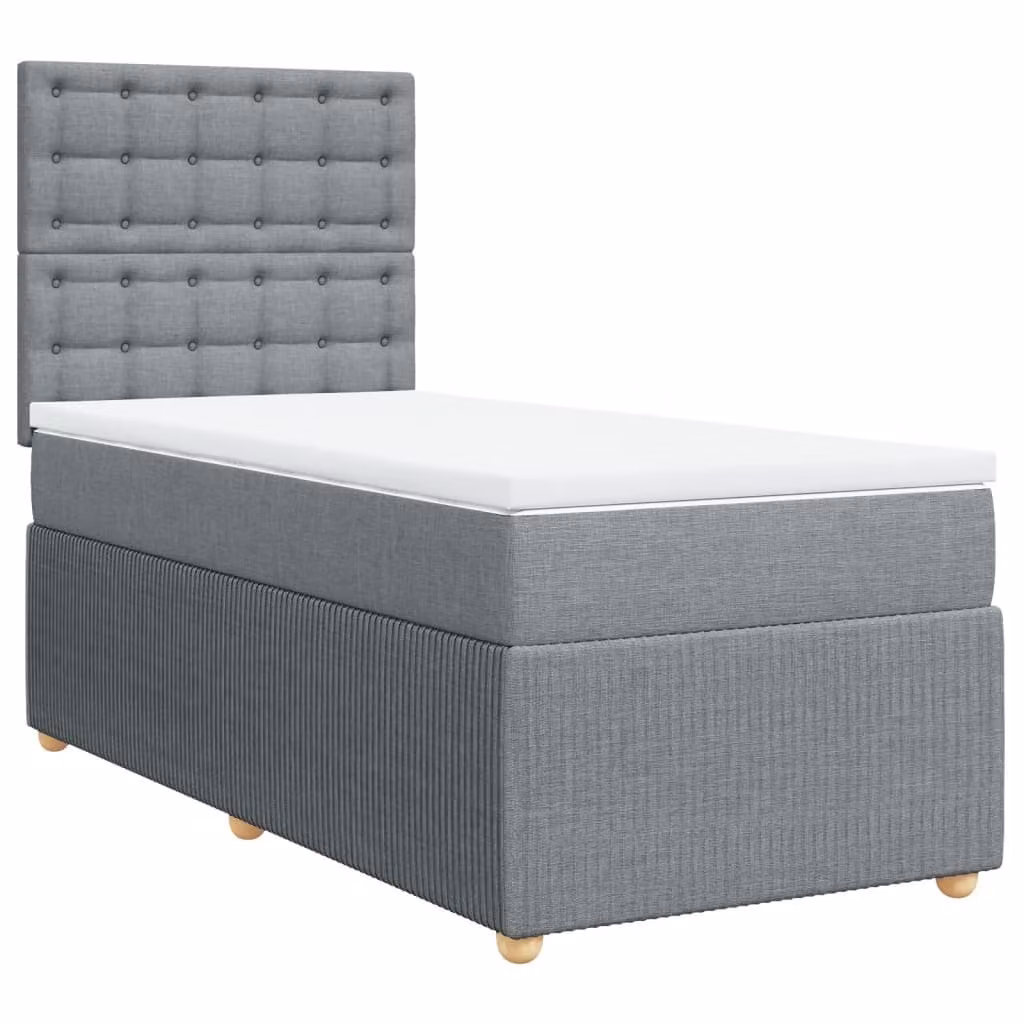 Giroletto a Molle con Materasso Grigio Chiaro 90x190 cm Tessuto