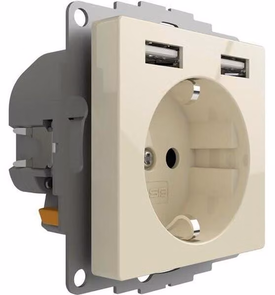 Prese multiple con 2 porte USB, finitura lucida (JP-5502F, 12W, 2,4A)