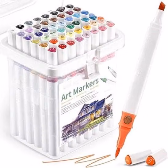 Set di Pennarelli ad Alcol Professionali Multicolore con Punta Fine