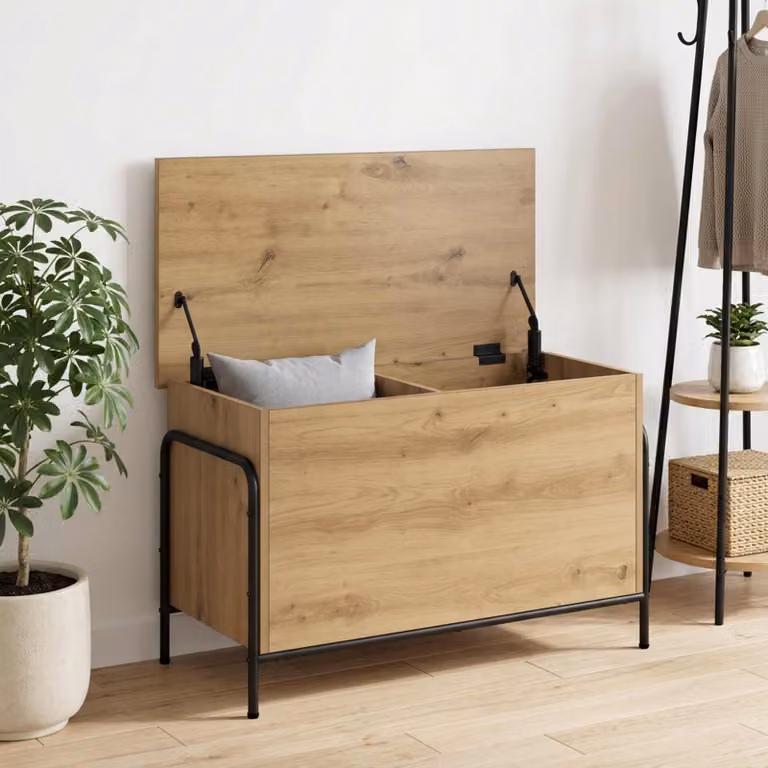 Scatola di stoccaggio moderna vidaXL in legno color rovere marrone L 80 cm x P 40 cm x H 49,5 cm