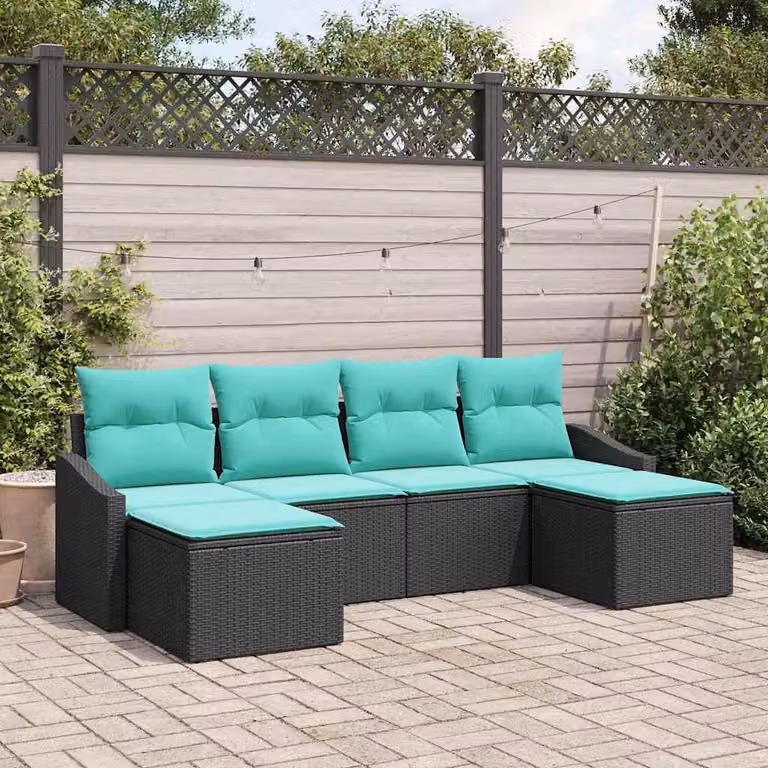 Maison Exclusive - Set di divani da esterno, 6 pezzi, colore nero [Materiale sintetico]: rattan sintetico