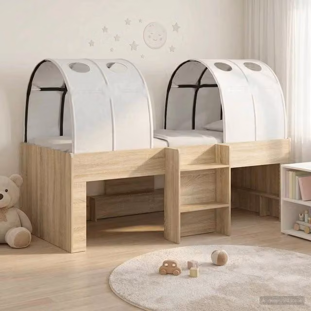 Letto Alto per Bambini con Tunnel 3 pz Rovere Sonoma e bianco 3423545