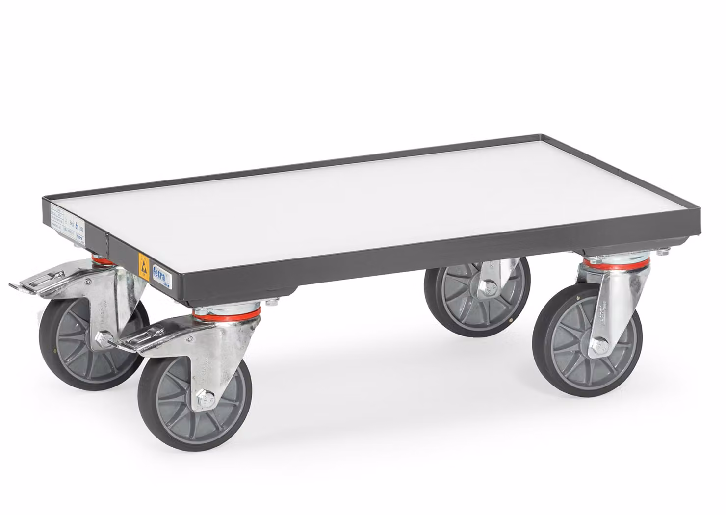 Carrello Fetra ESD Euro box con piastra di base, con bordo da 7 mm