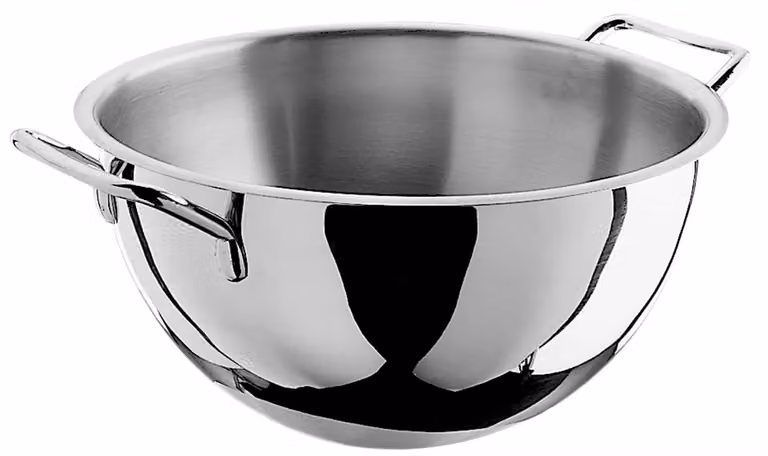 Bastardella semisferica in acciaio inox con due maniglie, diam.40cm