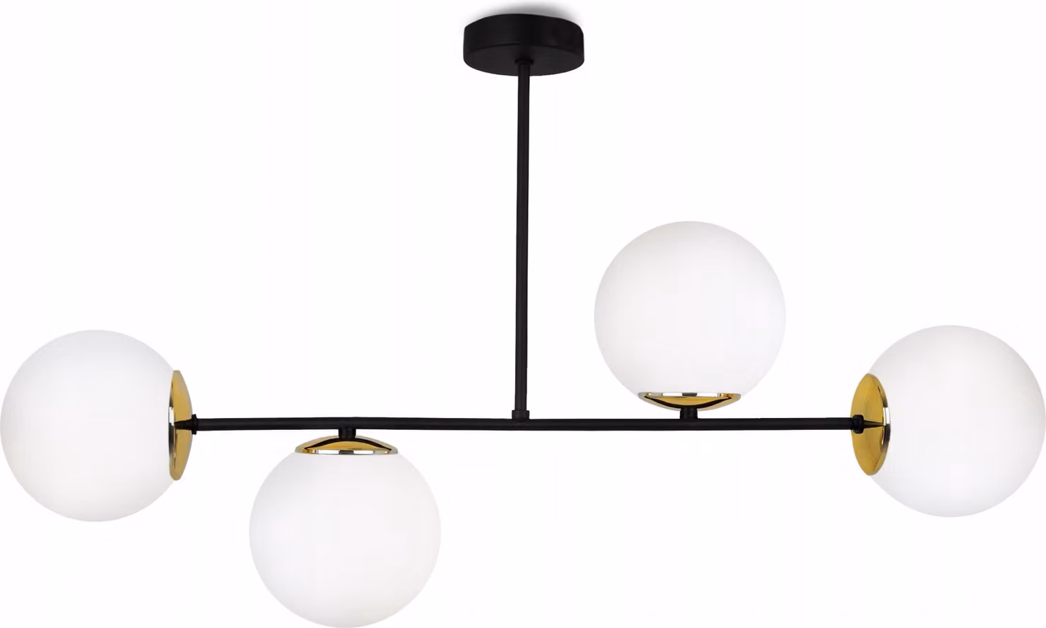 Light-Home Palermo - Lampada a sospensione in metallo e vetro - E27 - 4 lampadine - Nero e oro