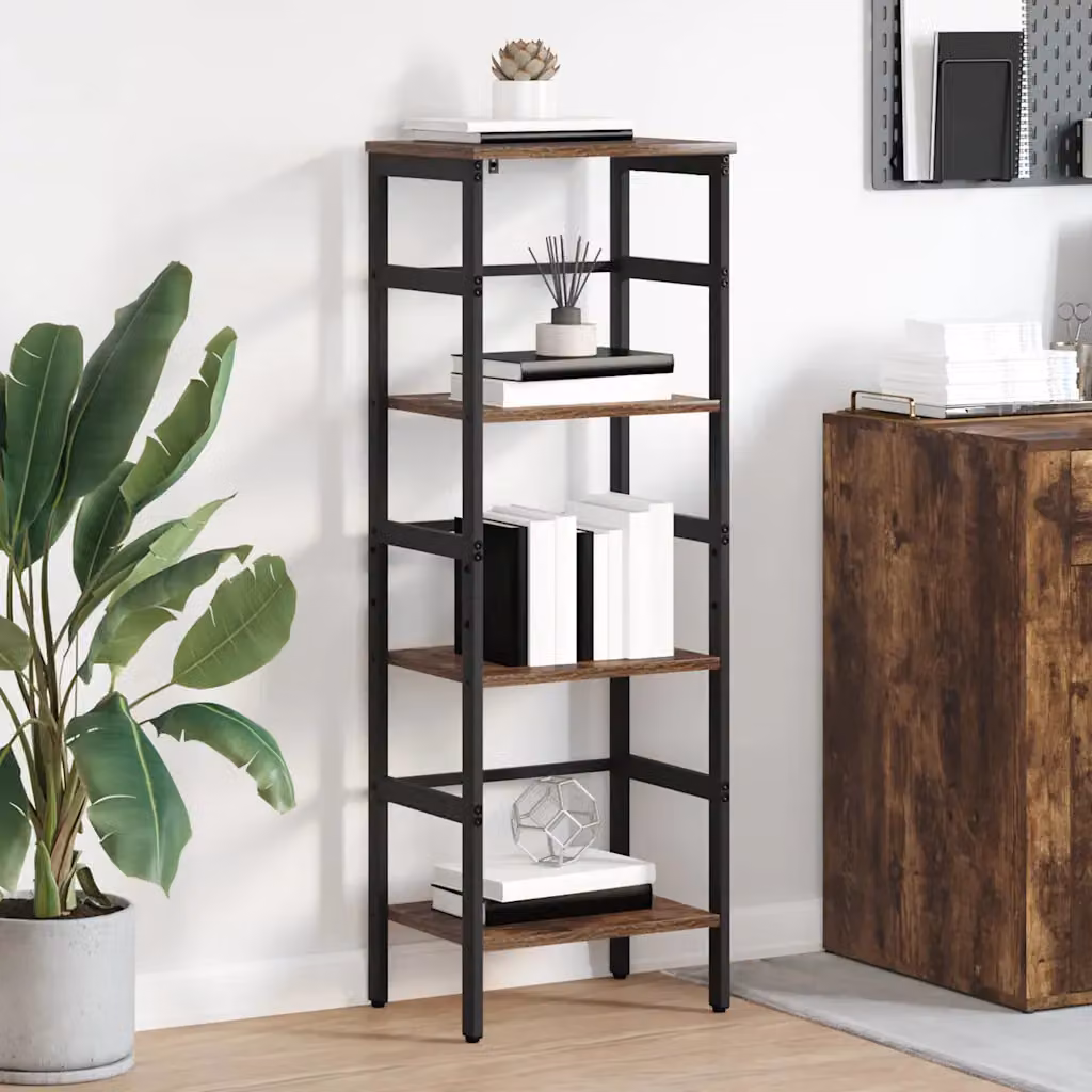 Libreria industrial vidaXL a 3 livelli in legno e metallo, colore marrone, L 40 cm x P 29,5 cm x H 115 cm