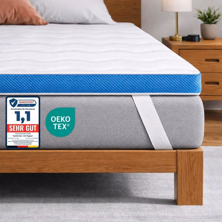 Topper per materasso, dimensioni 180x200 cm, realizzato in schiuma memory gel, spessore 7,5 cm, lavabile