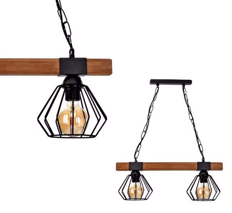 Ulf lampada a sospensione nero/legno 2Xe27