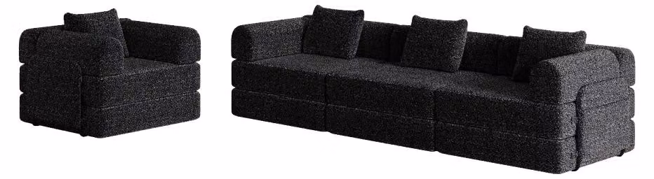Divano letto - Divano - Sofà - Poltrona letto - Divano trasformabile - Tessuto chenille - Con spazio contenitivo nell'bracciolo