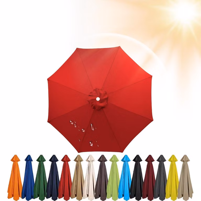 Copertura di ricambio per ombrellone, diametro 280 cm, colore rosso, con 6 stecche, protezione UV, resistente al vento, in poliestere