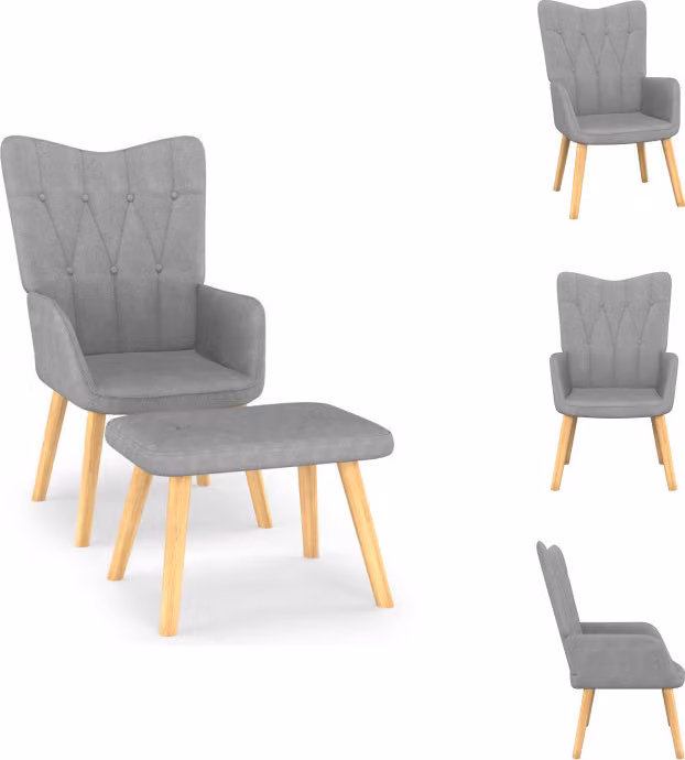 vidaXL Poltrona relax con sgabello in tessuto grigio chiaro - Poltrona