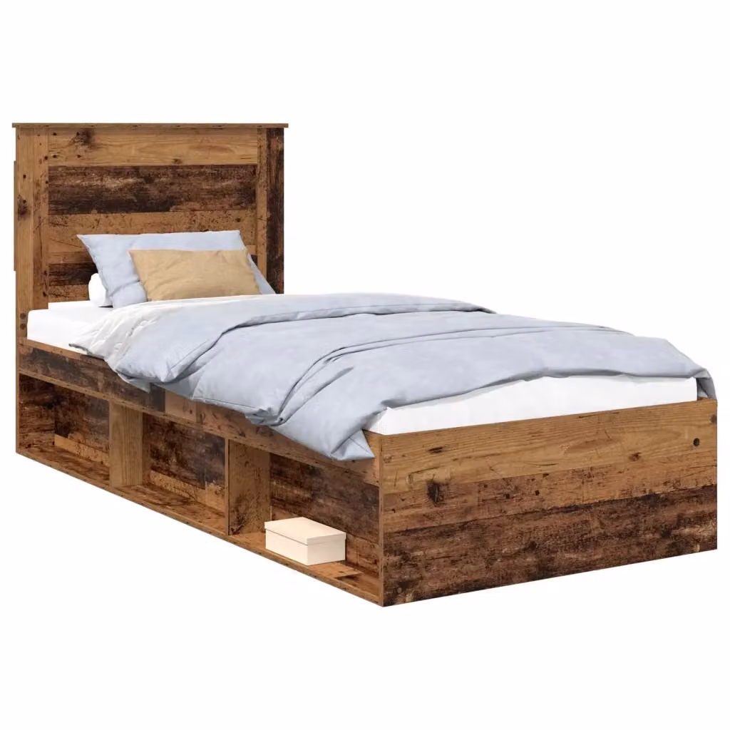 Struttura letto moderna vidaXL in pino massello color marrone L: 100 cm, P: 200 cm, H: 103 cm – 2