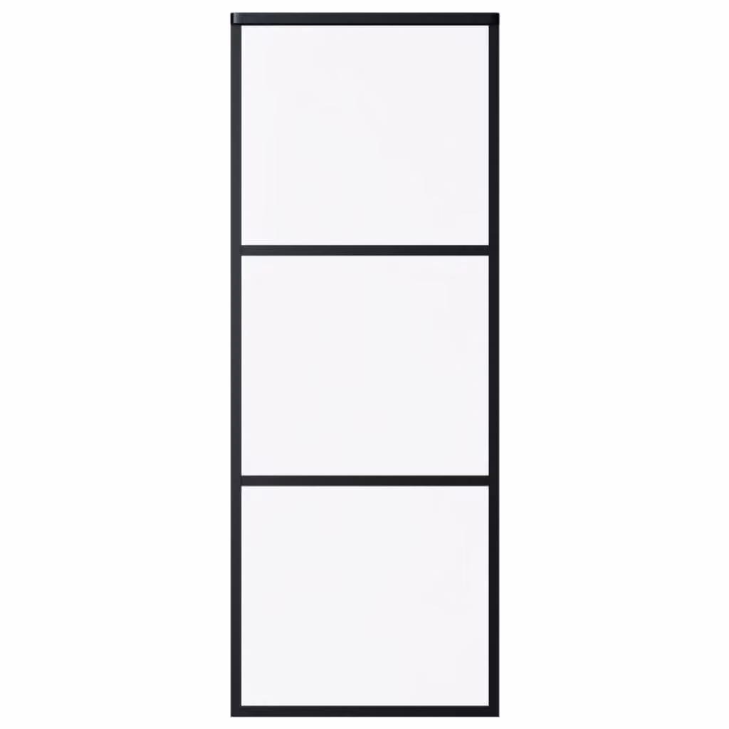 Porta Scorrevole a 3 pannelli in Vetro ESG e Alluminio 76x205 cm Nera