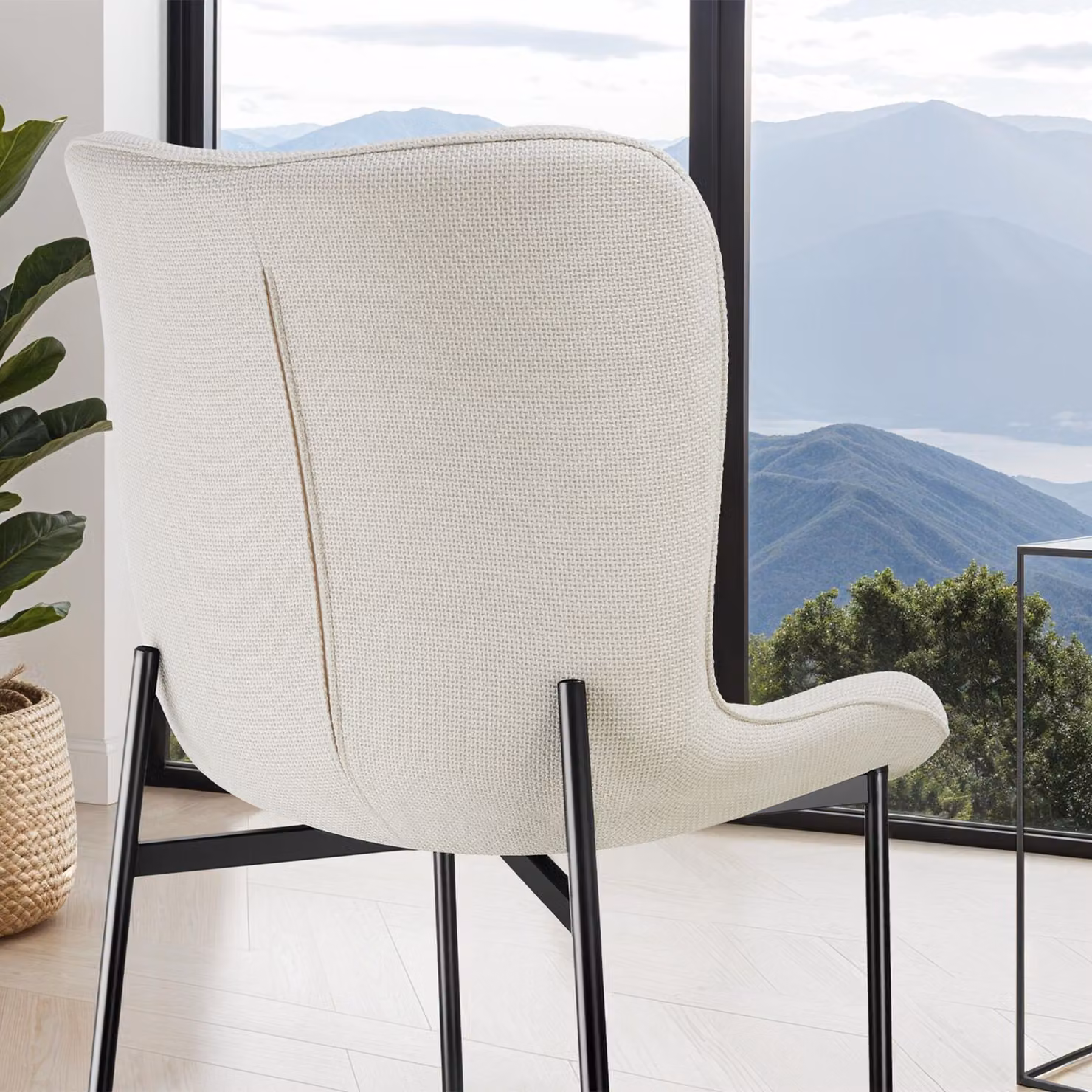 Set di 4 sedie imbottite moderne TecTake GmbH in tessuto bianco e nero per sala da pranzo – 3