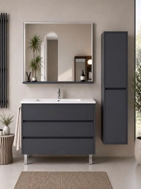 Mobile bagno con lavabo ORIGENBATH IMPERIA senza specchio 50x40 cm grafite con colonna
