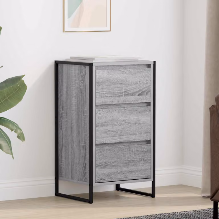 Credenza vidaXL in stile industrial, Grigio Sonoma, L 43 cm x P 36 cm x H 75,5 cm, in legno ingegnerizzato e metallo