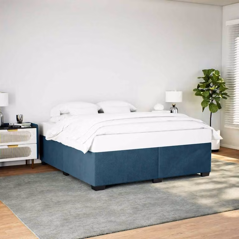 vidaXL Giroletto in Velluto Blu con Struttura in Legno 200x200 cm