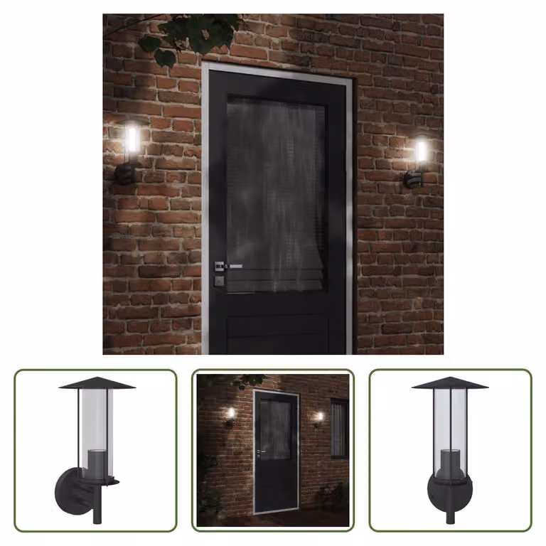 The Living Store Applique da esterno in acciaio inox nero