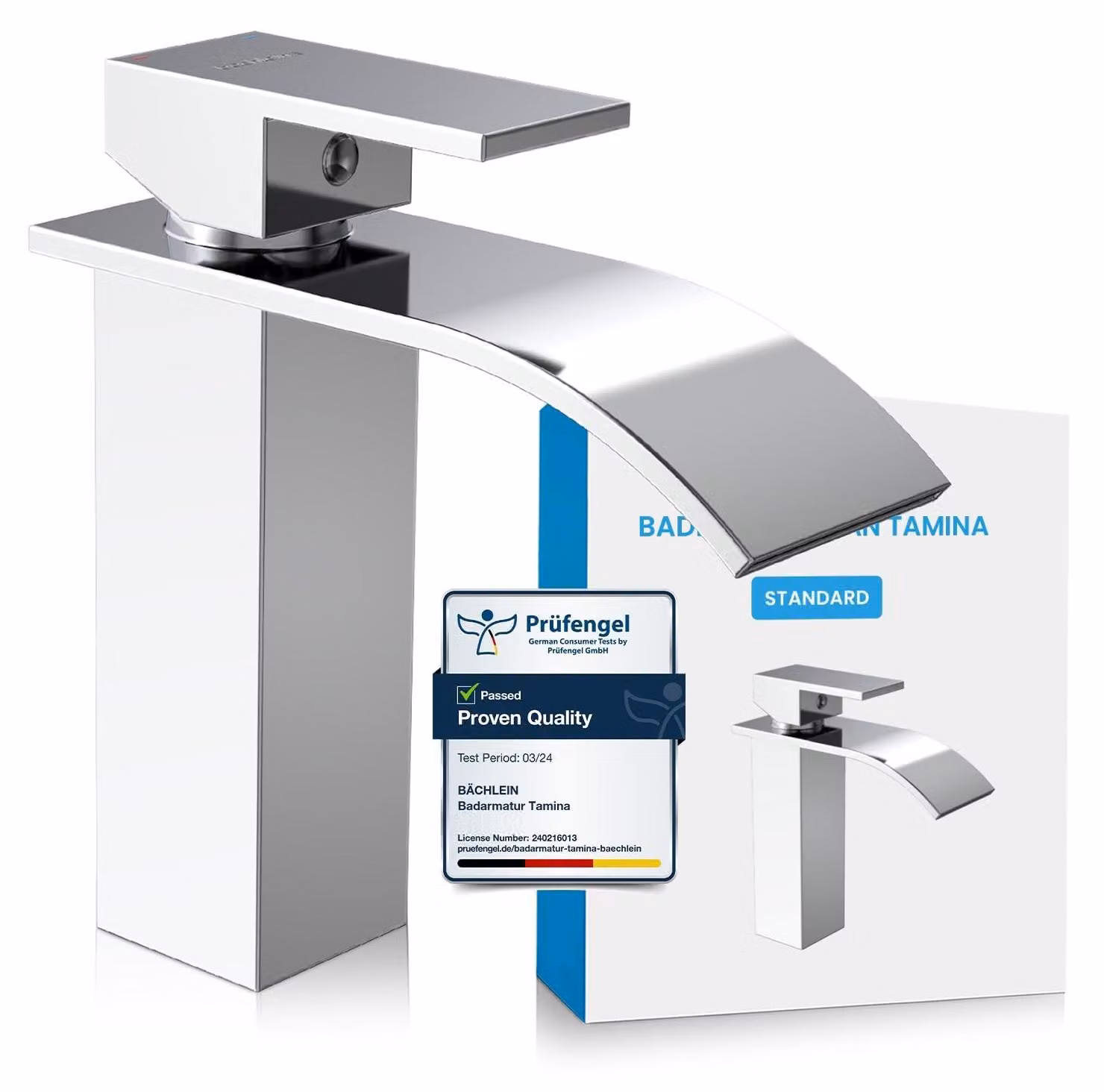 Omgoods - Miscelatore monocomando per lavabo Tamina, design a cascata