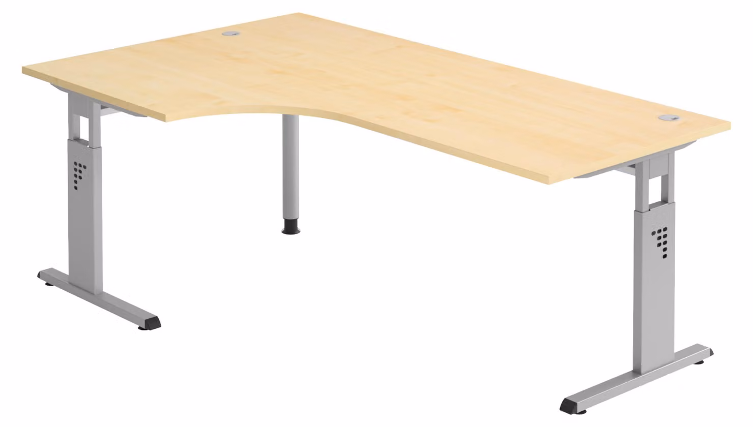 bümö Scrivania Serie-O - Decorazione: acero, struttura: argento, dimensioni: scrivania angolare 200 x 120 cm