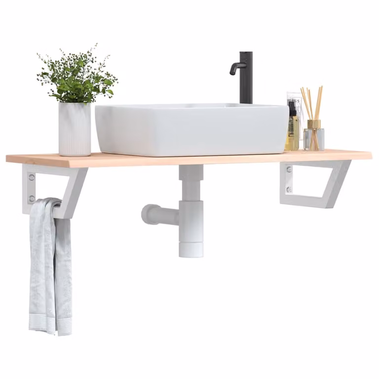 vidaXL Ripiano a Parete per Lavabo in Acciaio e Rovere, L: 40 cm, P: 17 cm, H: 40 cm