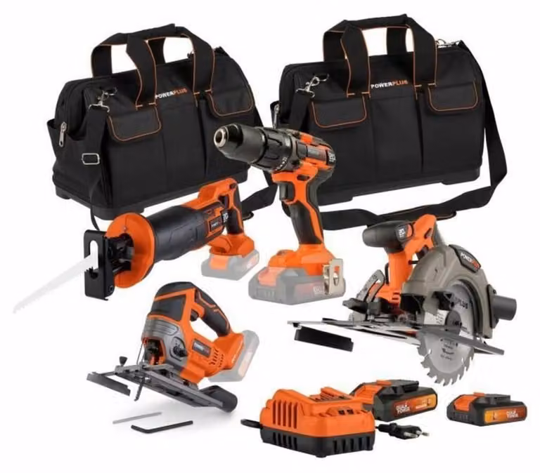 4-tool pack - DUAL POWER - 20 V - Drill/screwdriver + saws (jigsaw. saber. circular) - 2 batteries and charger