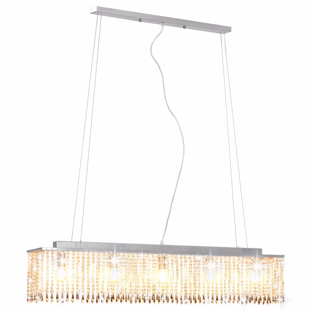 Lampadario con Perle di Cristallo Argento 104 cm E14