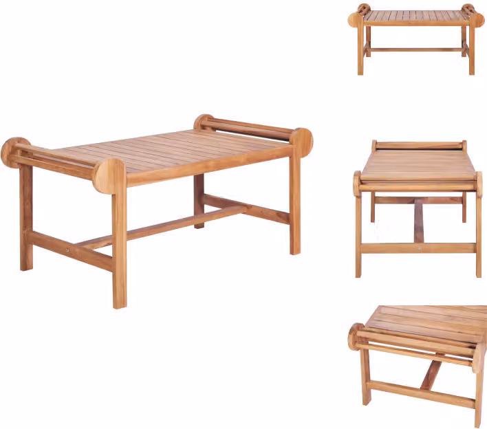 vidaXL Tavolino da caffè 100 x 50 x 45 cm in teak massiccio - Tavolini da caffè