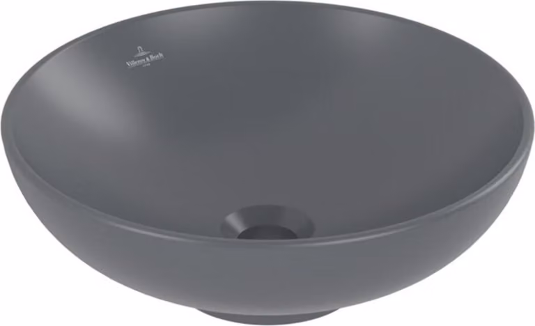 Villeroy & Boch Loop&Friends - Lavabo da appoggio, diametro 420 mm, con sfioratore, CeramicPlus, Grafite 4A4600i4