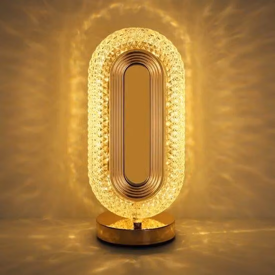 Luce notturna per camera da letto - 3 colori regolabili con porta USB - Telecomando con batteria inclusa - Lampada da comodino moderna a forma ovale, adatta per camere da letto, uffici e soggiorni