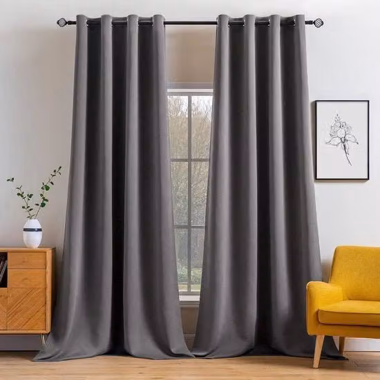 Tende oscuranti termoisolanti grigie con occhielli per camera da letto e soggiorno L: 140 cm, H: 260 cm